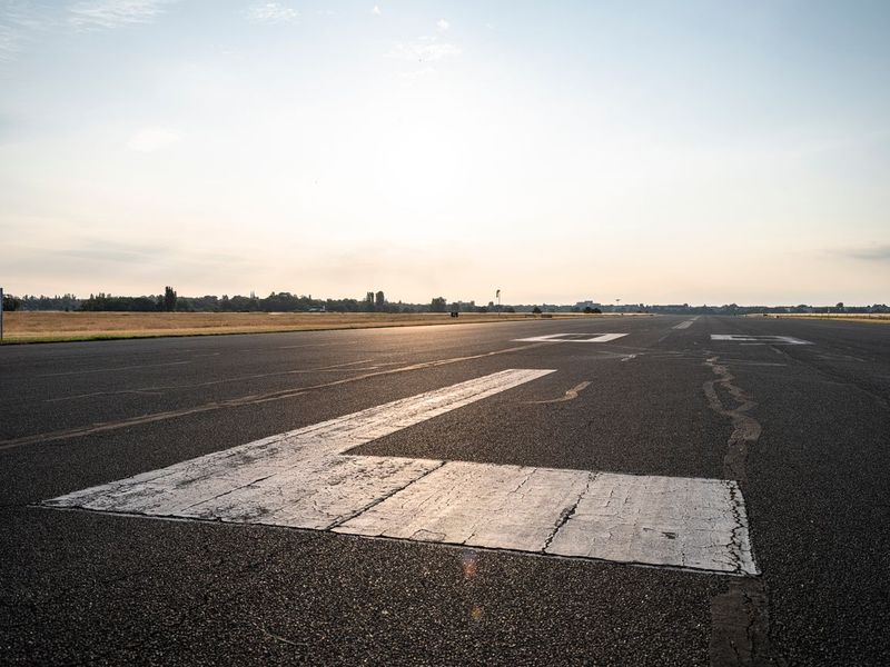 Aerial View Of Berlin Airport Runway At Sunset - Hdri Maps And Backplates