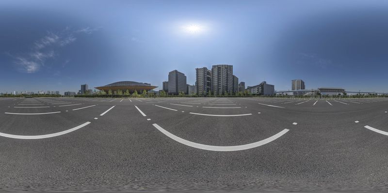 Aerial View of an Empty Parking Lot in the City HDRi Maps and Backplates