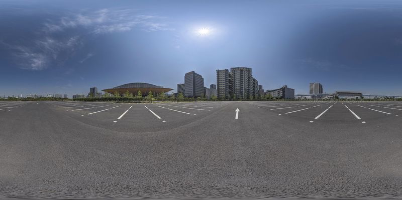 Aerial View of Parking Lot in the City HDRi Maps and Backplates