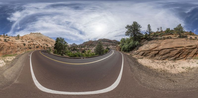 Aerial View of a Straight Road in Utah - HDRi Maps and Backplates