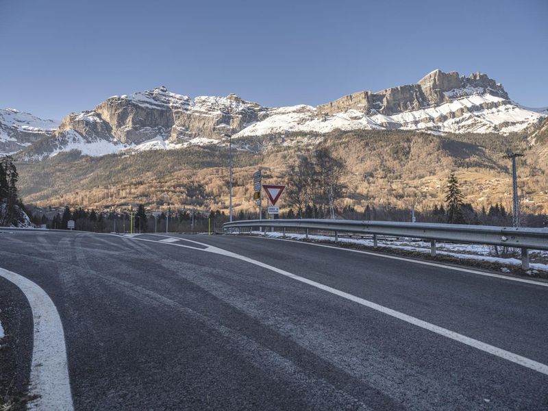 Alps France Winter Road Mountains HDRi Maps and Backplates