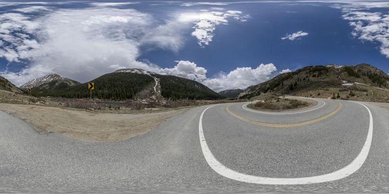Asphalt Road in Colorado's Rural Landscape HDRi Maps and Backplates