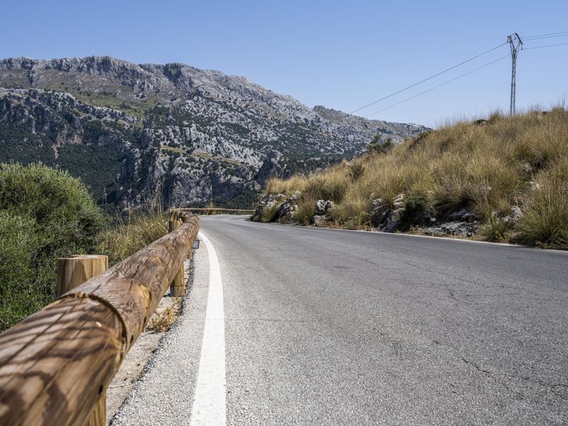 Asphalt Road in a Mountain Pass in Mallorca, Spain HDRi Maps and Backplates