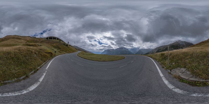 Austria: Curved Road Through Rural Landscape HDRi Maps and Backplates