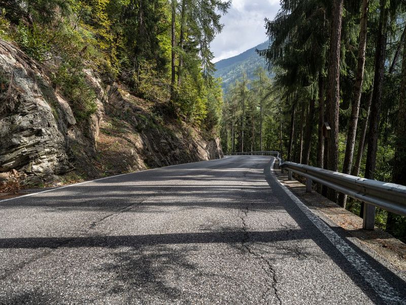 Austria Landscape: Empty Road on Mountain Side HDRi Maps and Backplates
