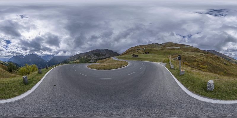 Austria Mountain Road on a Cloudy Day HDRi Maps and Backplates