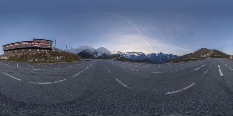 Austria Road with Majestic Mountain Panorama HDRi Maps and Backplates