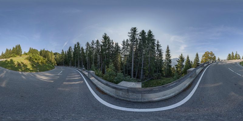 Austrian Highlands: Curved Road in the Mountain Landscape HDRi Maps and ...
