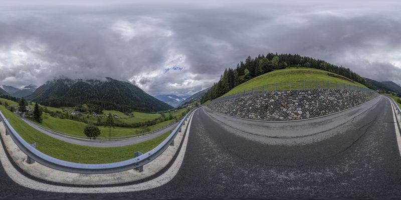 Austrian Mountain Road Panorama HDRi Maps and Backplates