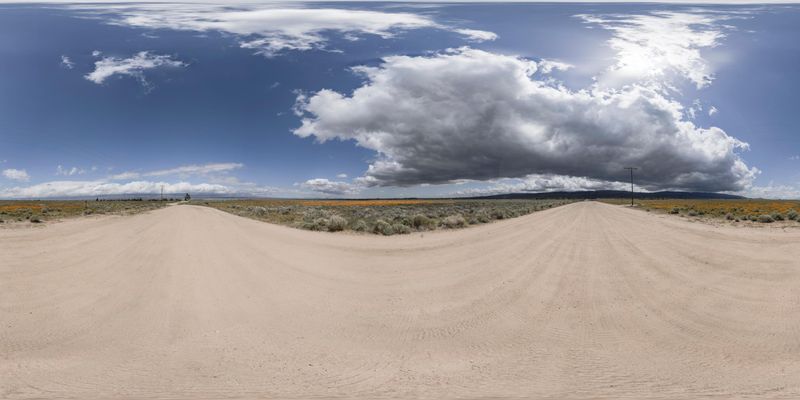 A Road Through a Desert Landscape HDRi Maps and Backplates