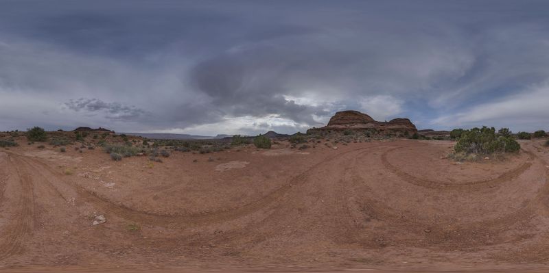 Desert Landscape with Rocky Mountains and Road HDRi Maps and Backplates
