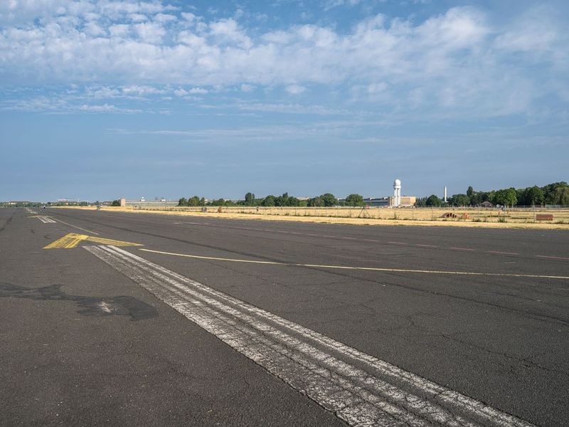 Berlin Airfield under Blue Sky with Clouds HDRi Maps and Backplates