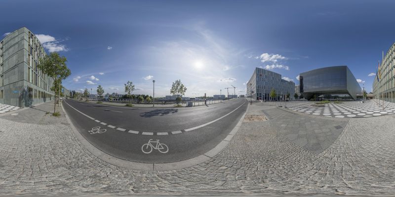 Berlin Architecture: City Street in a Big Square HDRi Maps and Backplates