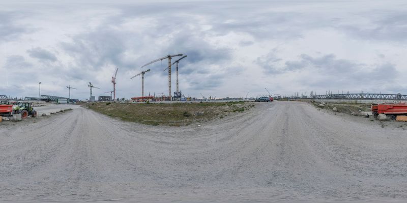 Construction Site in Berlin: A Rugged Dirt Road HDRi Maps and Backplates