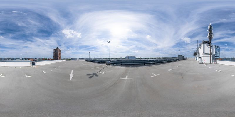 Berlin: An Empty Parking Lot with a Cityscape HDRi Maps and Backplates