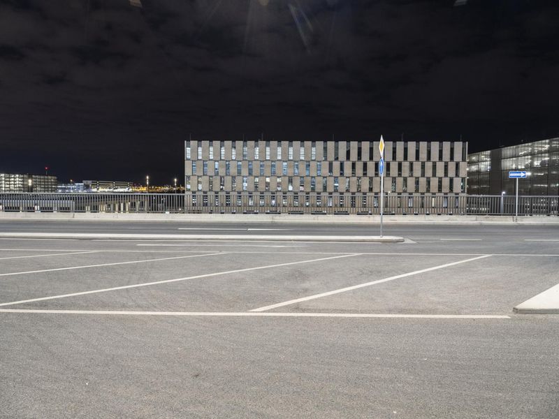 Berlin, Germany: Empty Parking Lot at Night HDRi Maps and Backplates