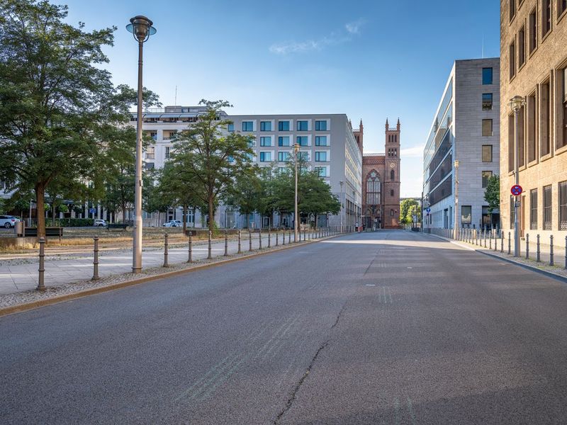 Berlin, Germany: Urban Straight Asphalt Road