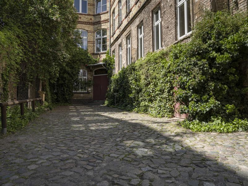 Berlin Residential Area with Cobblestone Streets HDRi Maps and Backplates