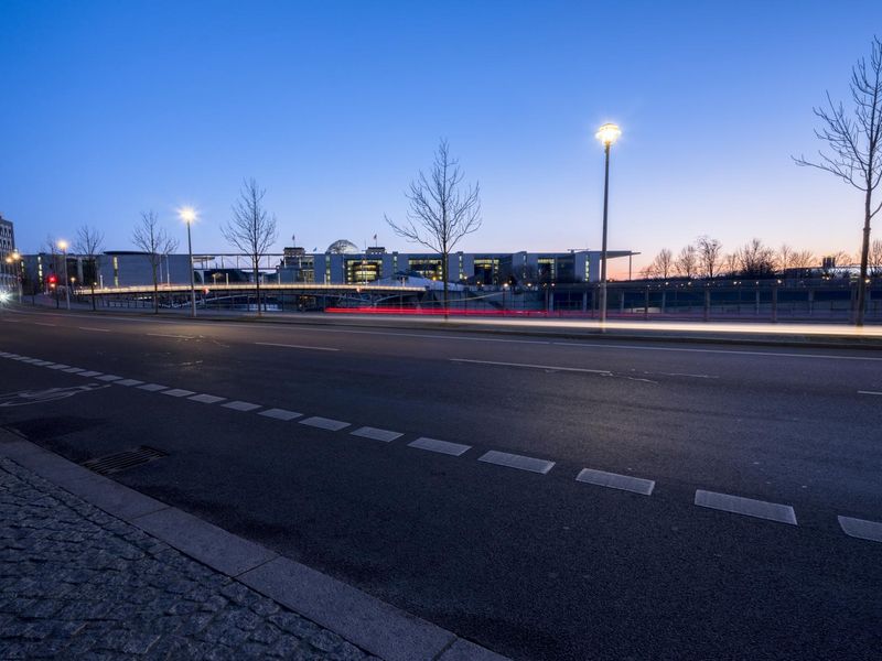 Berlin Road Architecture with Clear Sky and Clouds HDRi Maps and Backplates