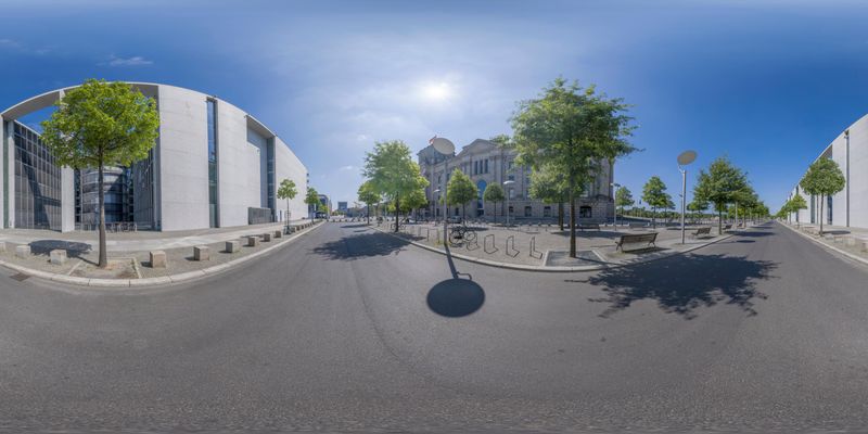 Berlin Street: Empty and Clear Sky with Modern Buildings HDRi Maps and ...