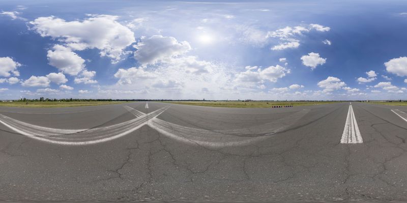 Berlin Tempelhof: An Empty Road Under a Cloudy Sky HDRi Maps and Backplates