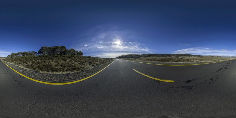 Straight Down the Road in the Highland HDRi Maps and Backplates