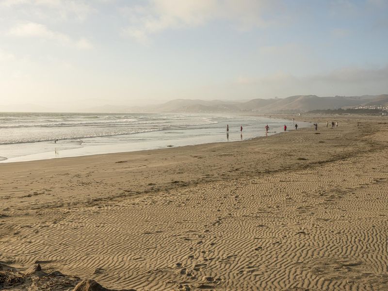 California Coastal Beach at Dawn with People Walking on the Sand HDRi ...