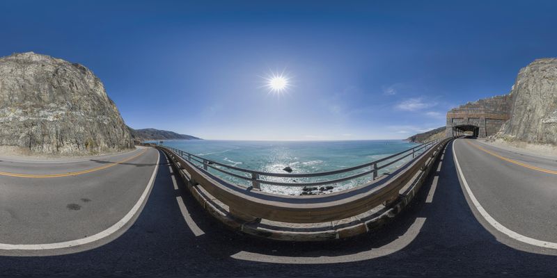 California Coastal Bridge: Ocean and Cliffs HDRi Maps and Backplates