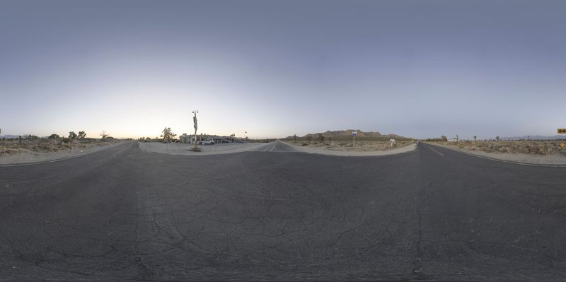 California Motel on a Desert Road During Dawn HDRi Maps and Backplates