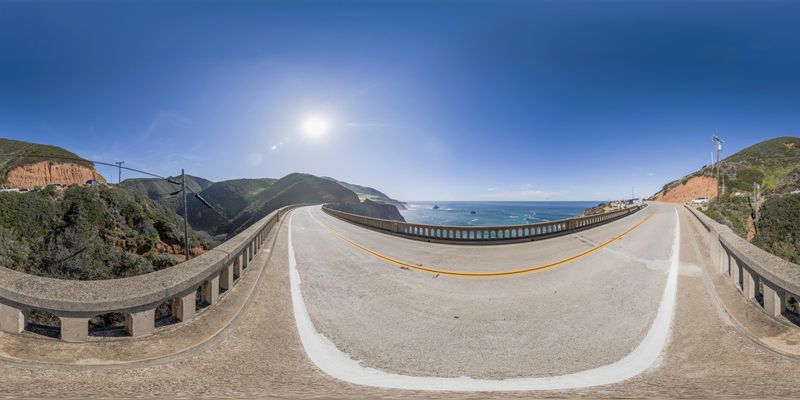 California Mountain Road: A Coastal View HDRi Maps and Backplates