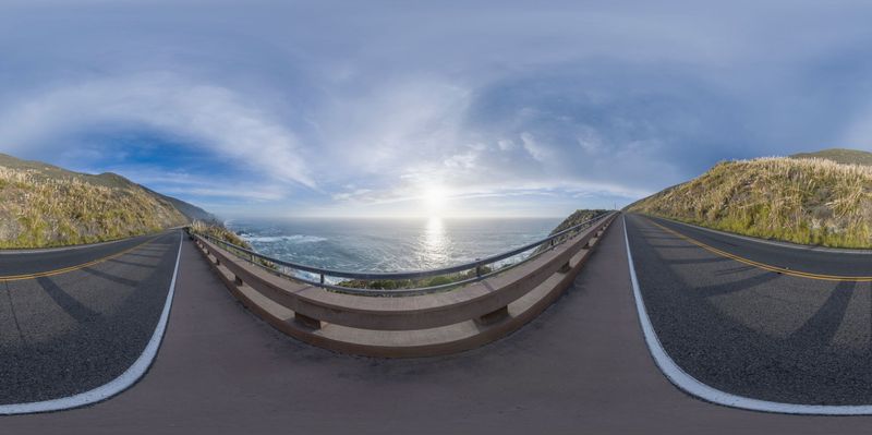 California's Mountain Road: Curved with a Sea View HDRi Maps and Backplates