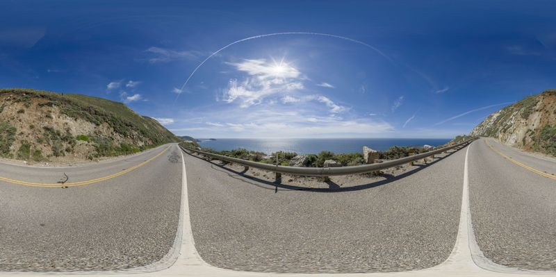 California, USA: A Highland Road with Coastal Water Views HDRi Maps and ...