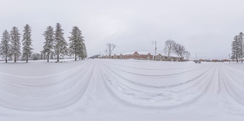 Canada Winter Landscape: A Snow Covered Road HDRi Maps and Backplates