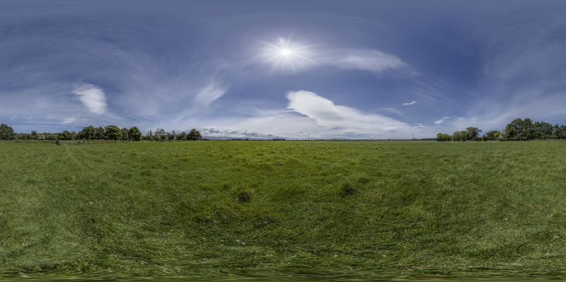 Lush Green Landscape in Rural Farm Field HDRi Maps and Backplates