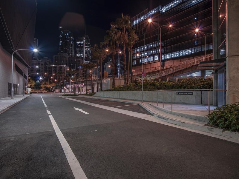 City Night Lights On Street With Tall Buildings Hdri Maps And Backplates