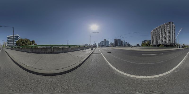 City Street Next to High-Rise Buildings HDRi Maps and Backplates