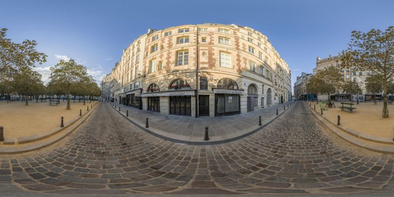 A Classic Building on the Edge of a Street in a City Square HDRi Maps ...