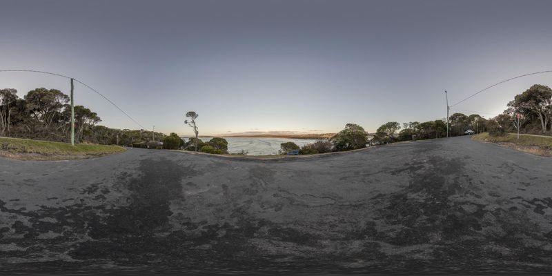 Coastal Landscape at Dawn: Ocean and Mountains HDRi Maps and Backplates