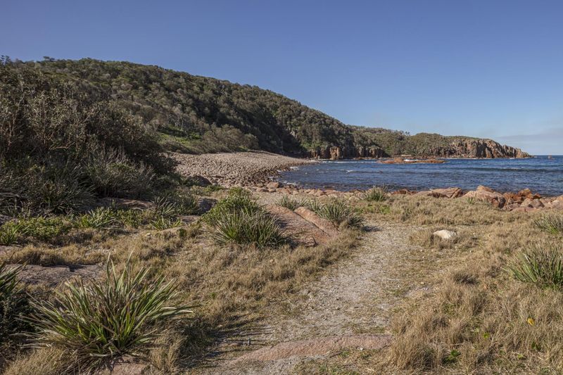 Coastal Landscape with Dirt Path and Water HDRi Maps and Backplates