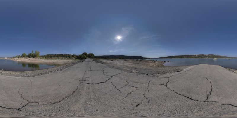 Coastal Landscape: Lake, Rocks, and Clouds HDRi Maps and Backplates