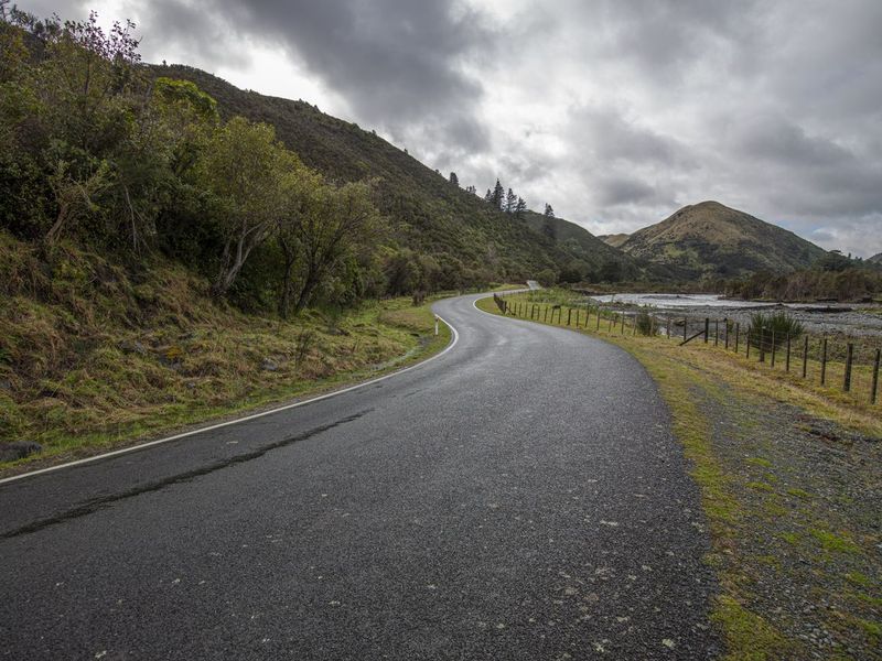 Coastal Road Under a Gloomy Grey Sky HDRi Maps and Backplates