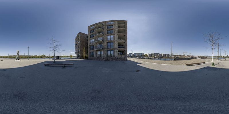 Cobblestone Road in a Residential Urban Area - HDRi Maps and Backplates