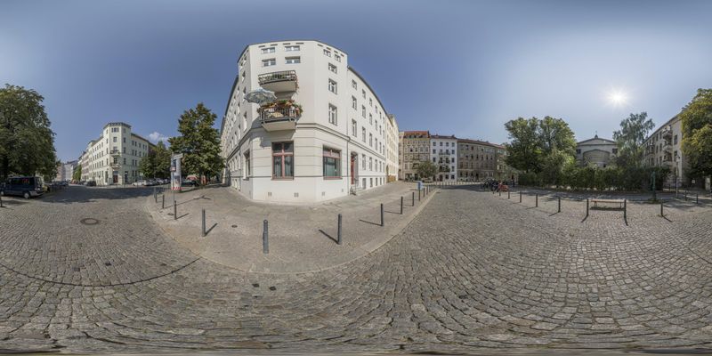 Cobblestone Road and Trees: A Residential Area in Berlin HDRi Maps and ...