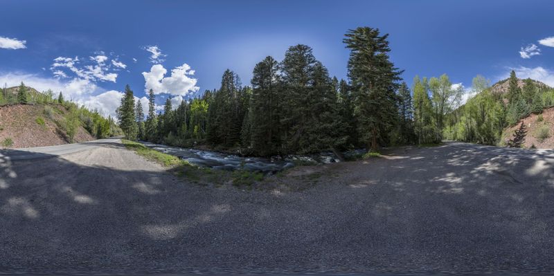 Colorado Landscape: Aspen Trees and Shadowy Roads HDRi Maps and Backplates