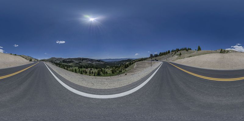 Colorado Mountain Landscape: A Curved Roadway HDRi Maps and Backplates