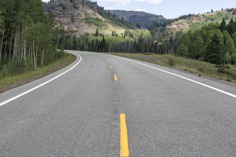 Scenic View: Road through Colorado's Mountain Pass HDRi Maps and Backplates