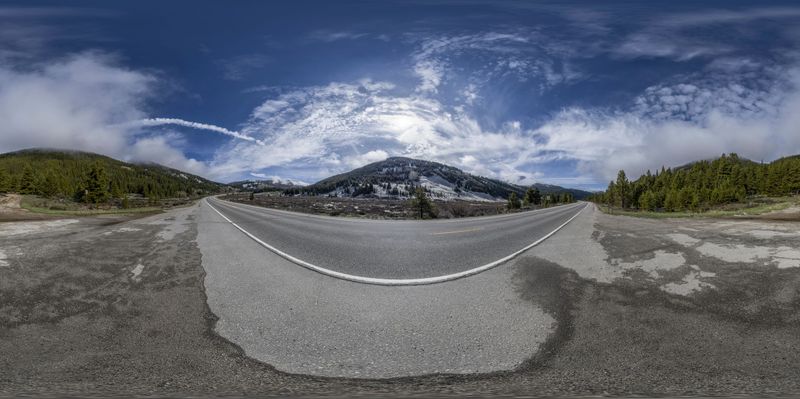 Colorado Rural Landscape: Road and Snow HDRi Maps and Backplates