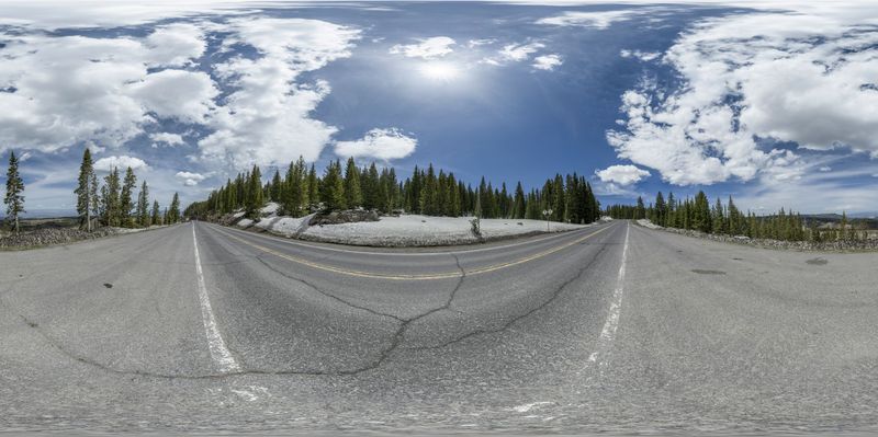Snowy Road in Colorado: Panorama of the Winter Landscape HDRi Maps and ...