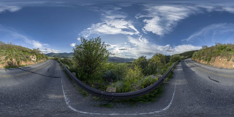 Colorado Suburban Road: Curving Towards Pikes Peak HDRi Maps and Backplates