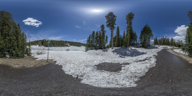Colorado Winter Landscape: Road Leading to a Lake HDRi Maps and Backplates